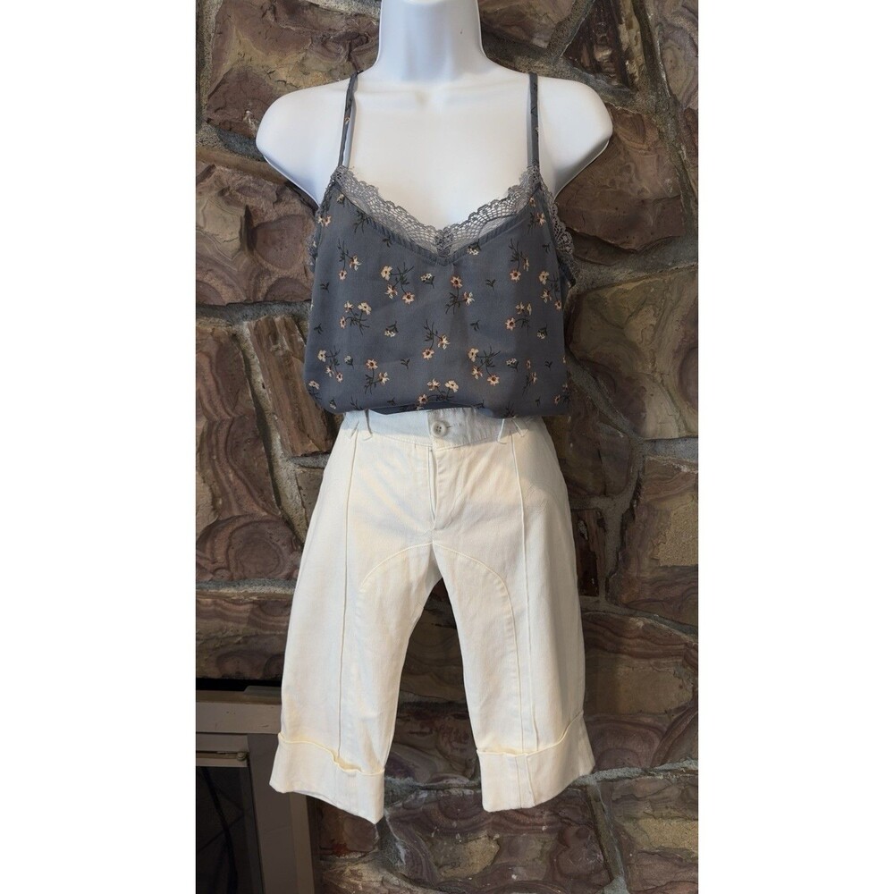 Soya Paris Vintage  Women Short Pants Cuffed Hem White  stretchy france  Size XS